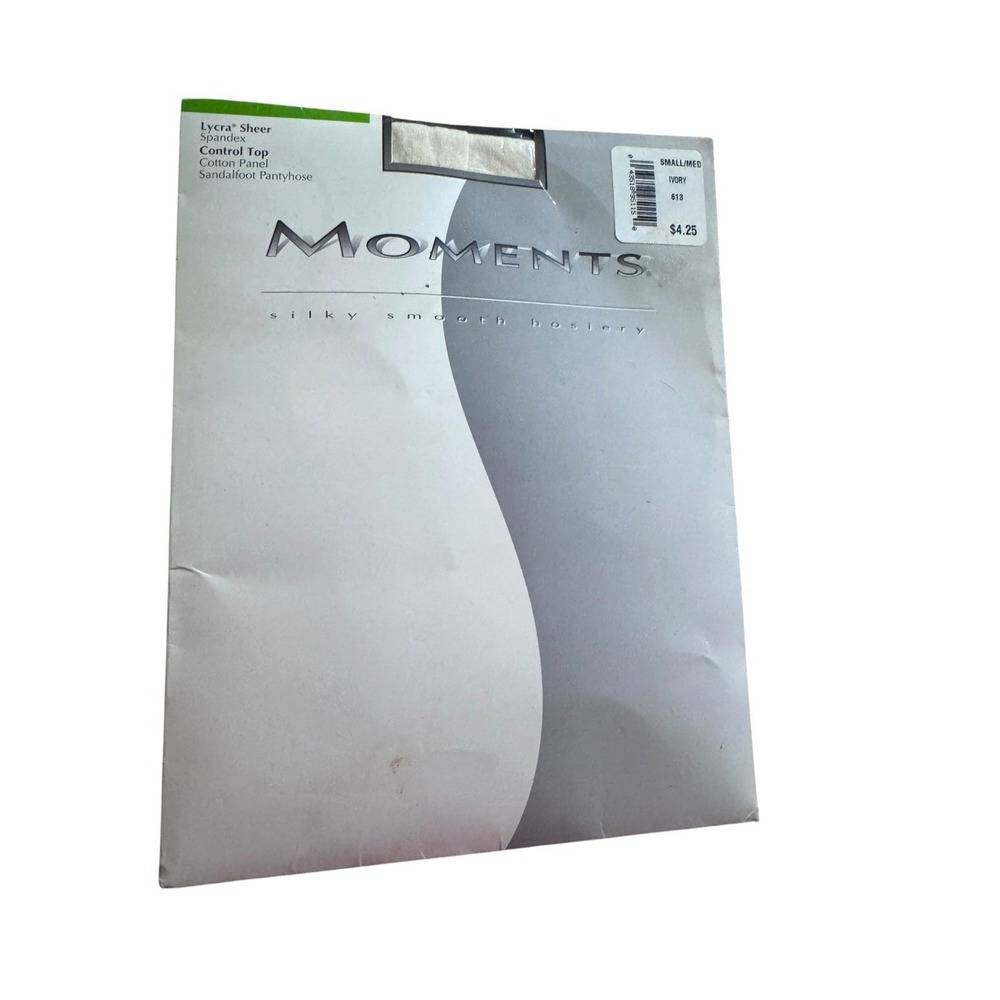 Moments Silky Smooth Control Top Pantyhose Hosiery Sheer Lycra 613 Ivory Sm/Med